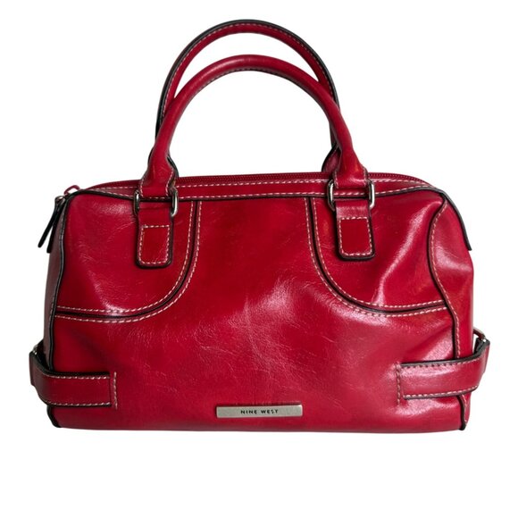 Y2K Nine West Red Faux Leather Handbag 10” X 6” - Picture 1 of 6